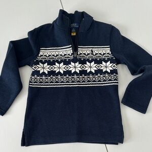 Polo by Ralph Lauren Kids Zip-Up Sweater in Navy and White